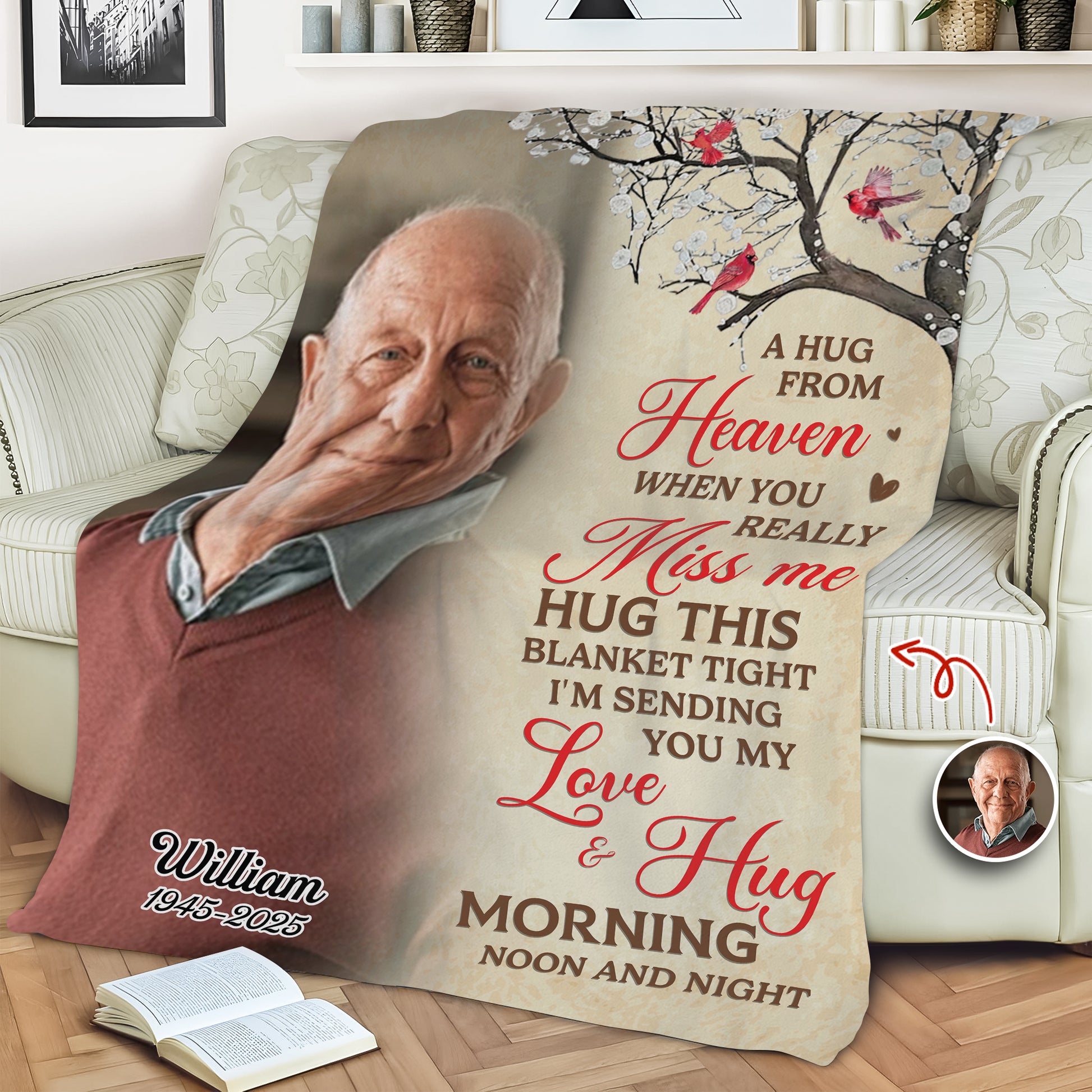 A Hug From Heaven Cardinal Sympathy Blanket: comforting memorial gift featuring vibrant cardinals.
