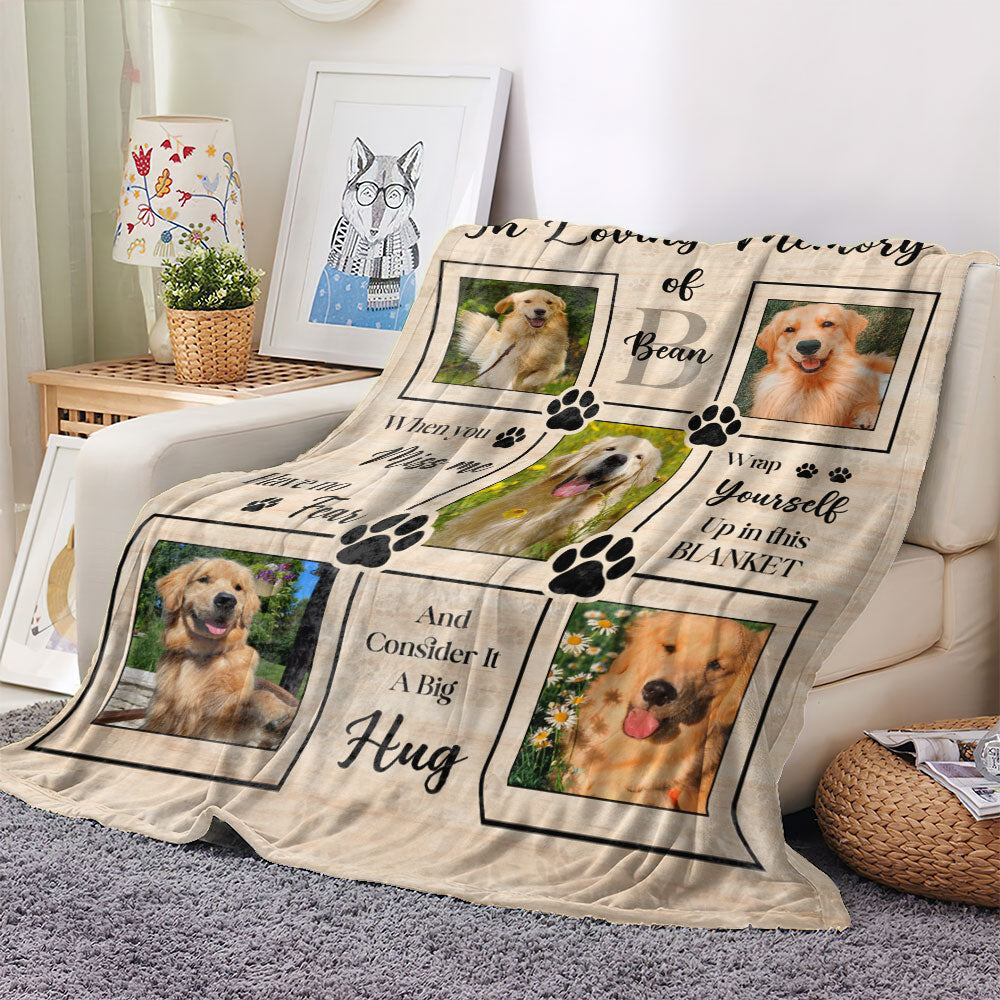 A Hug From Heaven personalized dog memorial blanket - comforting sympathy gift.