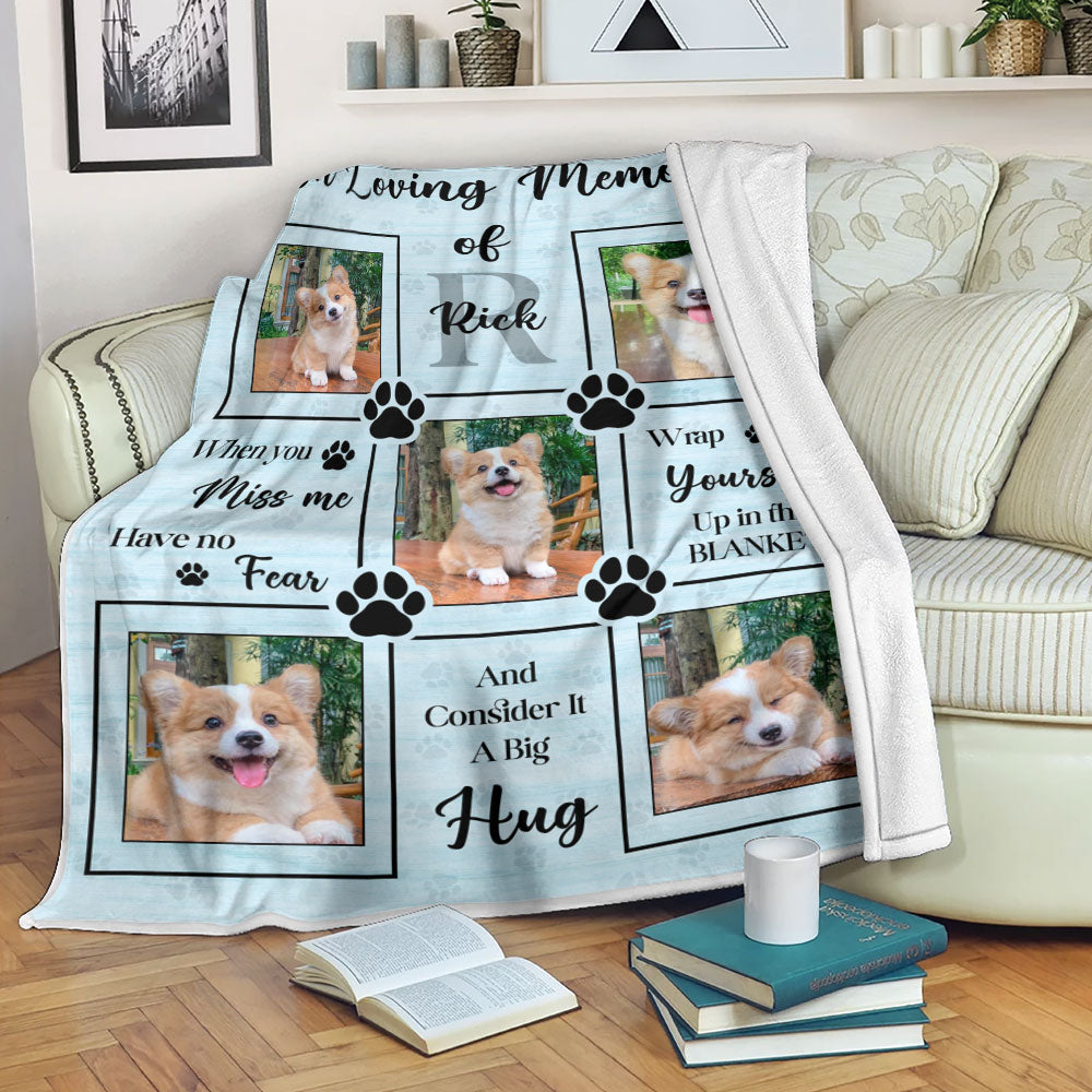 A Hug From Heaven personalized dog memorial blanket - comforting sympathy gift.