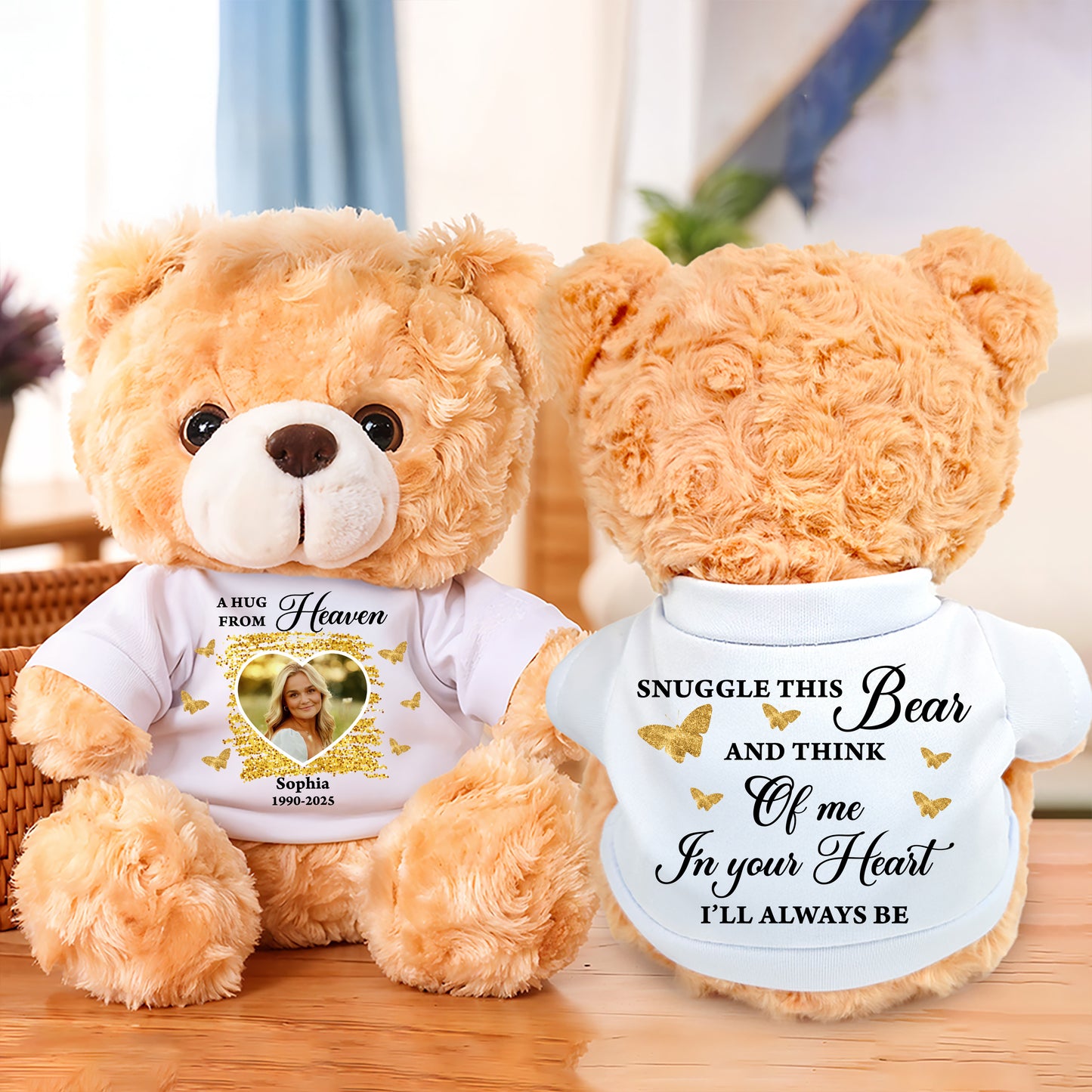 A Hug From Heaven Glitter in a clear jar with a shimmering, rainbow effect.