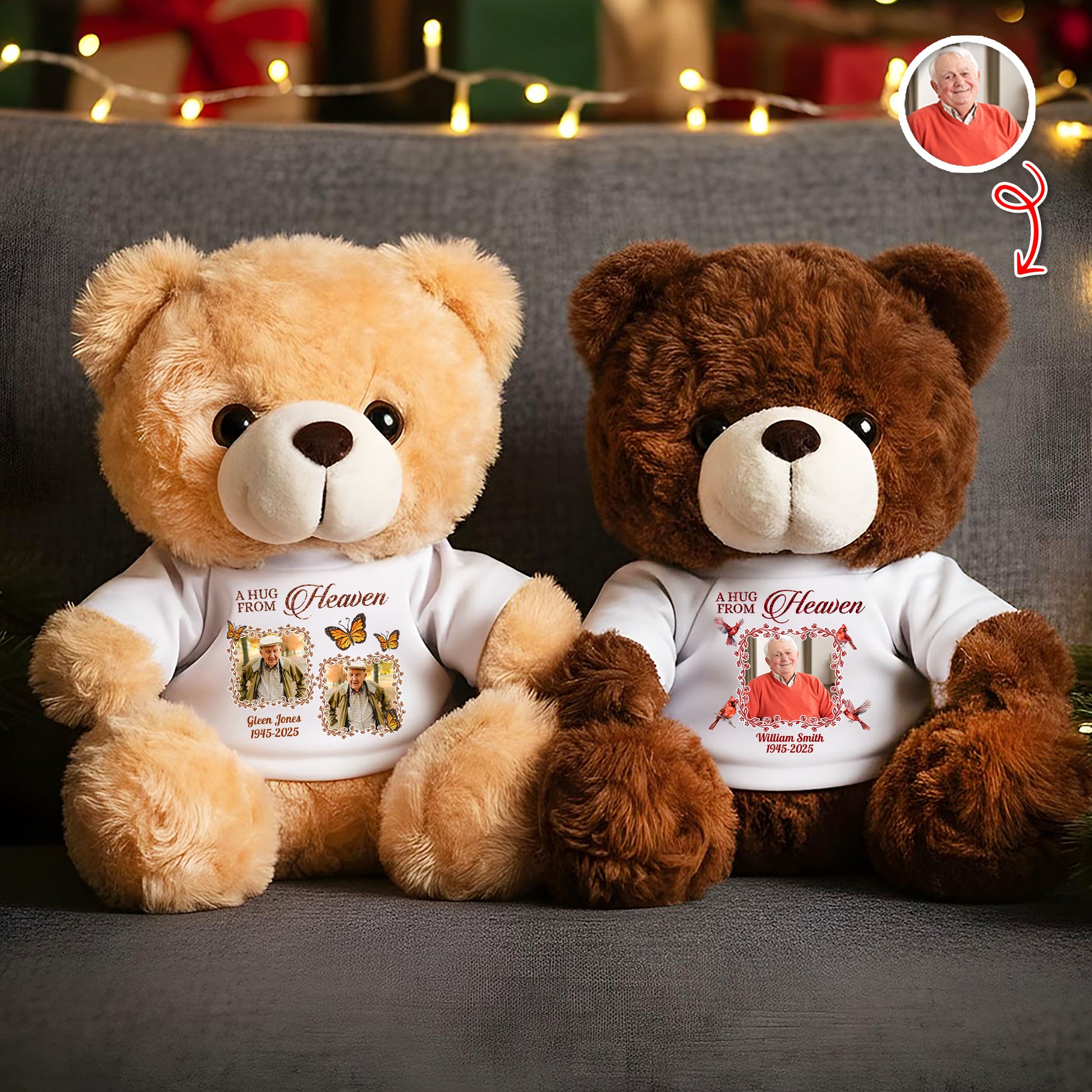 Personalized "A Hug From Heaven" Teddy Bear Plush - I Miss You Remembrance Gift.
