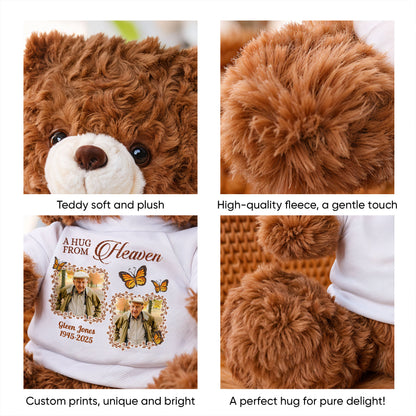 Personalized "A Hug From Heaven" Teddy Bear Plush - I Miss You Remembrance Gift.