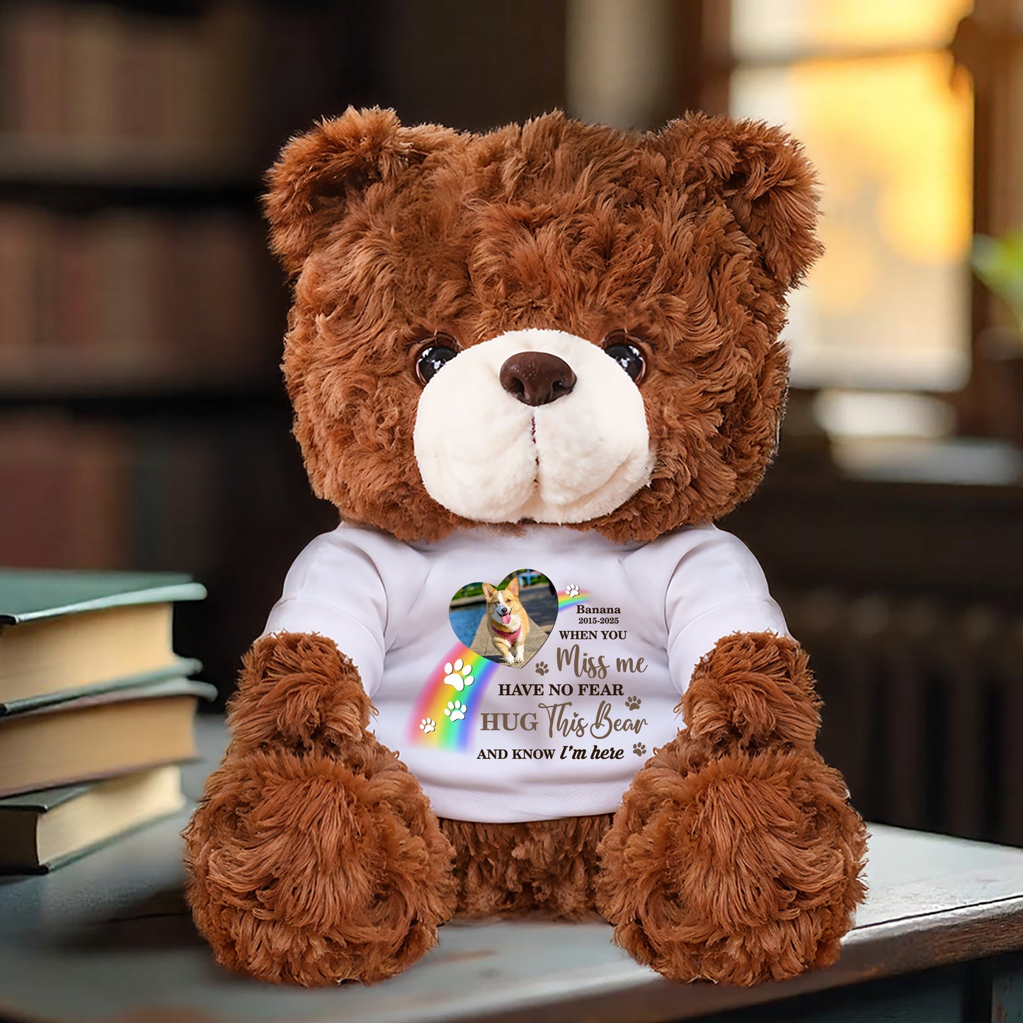 A Hug From Heaven Personalized Memorial Teddy Bear for Dog Lover, a comforting sympathy gift.