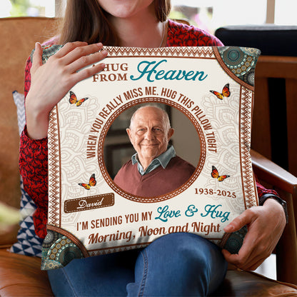 A Hug From Heaven Personalized Pillow - thoughtful memorial gift for family.