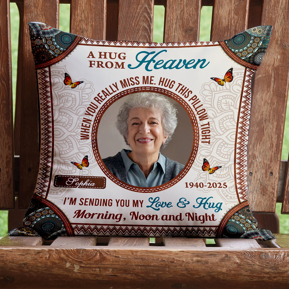 A Hug From Heaven Personalized Pillow - thoughtful memorial gift for family.