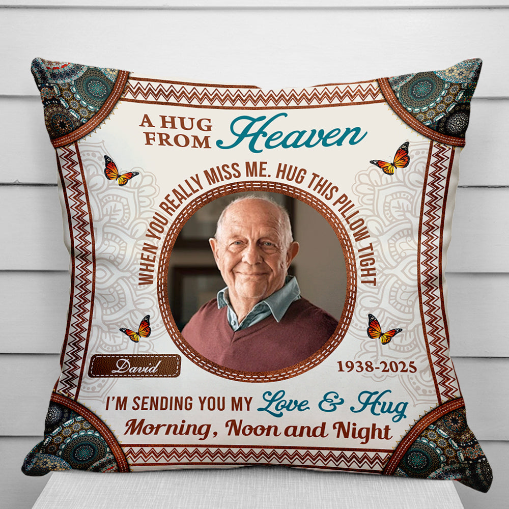A Hug From Heaven Personalized Pillow - thoughtful memorial gift for family.