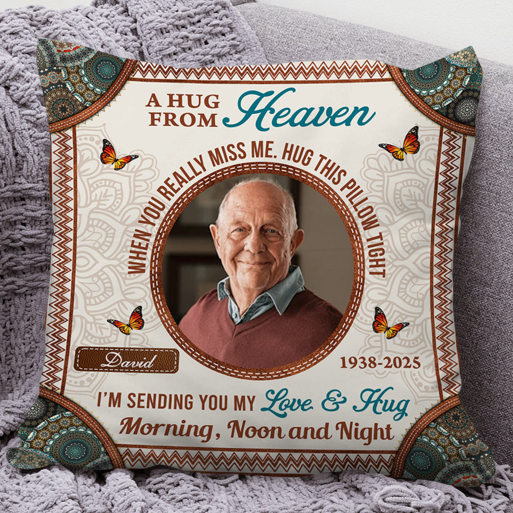 A Hug From Heaven Personalized Pillow - thoughtful memorial gift for family.