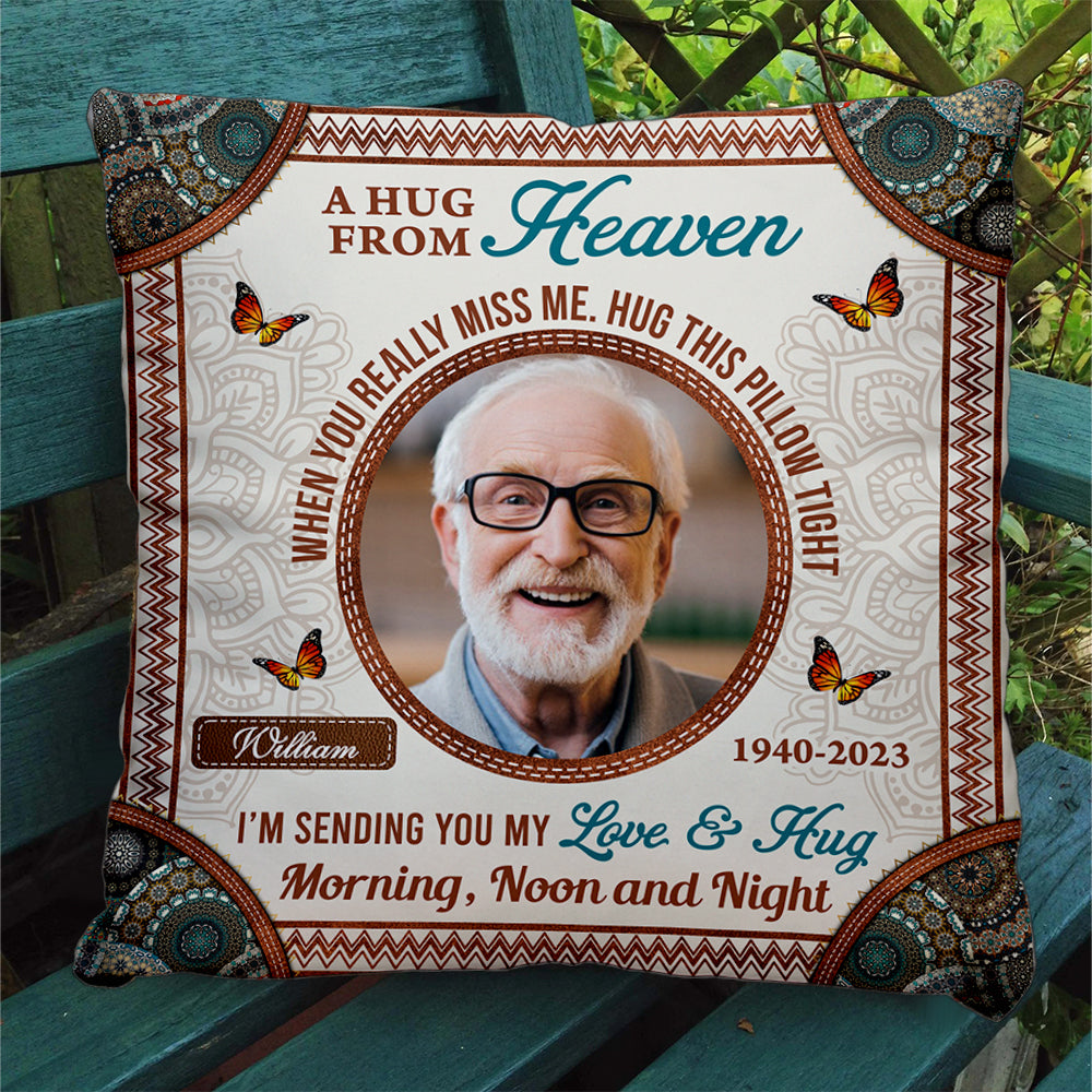 A Hug From Heaven Personalized Pillow - thoughtful memorial gift for family.
