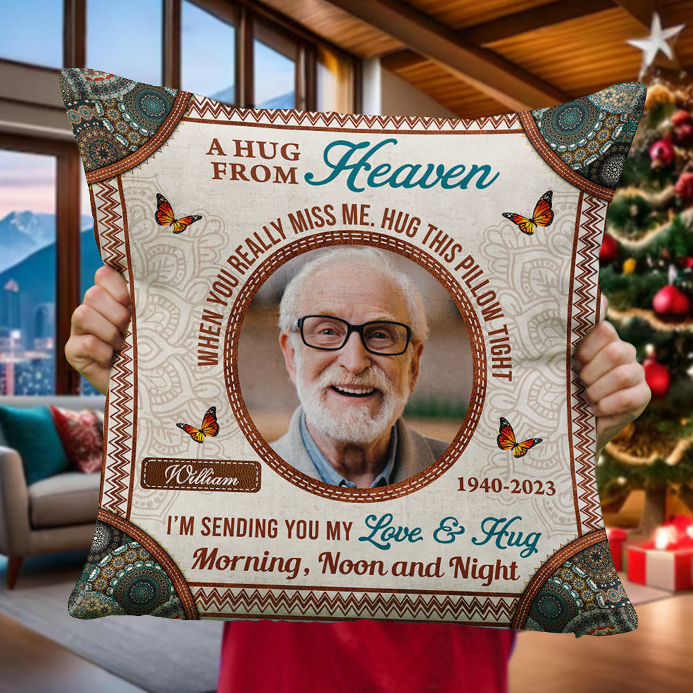 A Hug From Heaven Personalized Pillow - thoughtful memorial gift for family.
