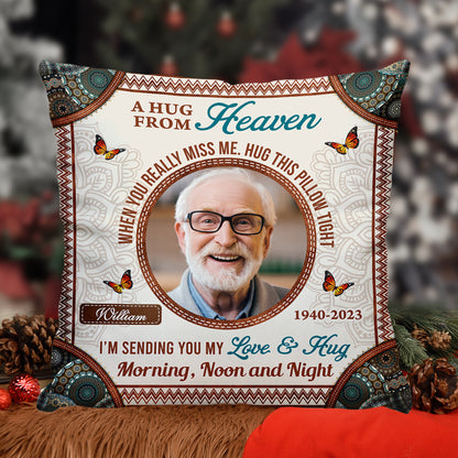 A Hug From Heaven Personalized Pillow - thoughtful memorial gift for family.