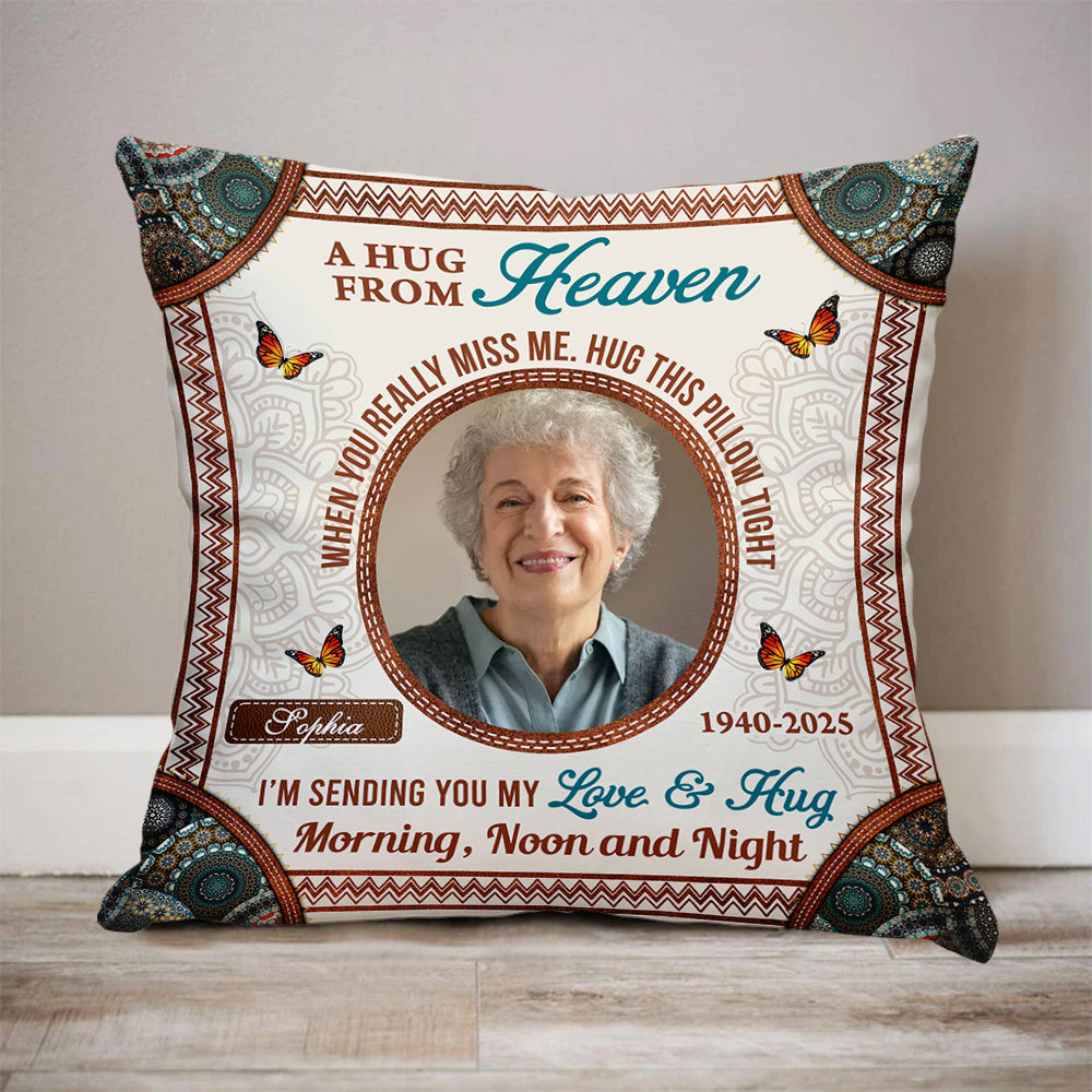 A Hug From Heaven Personalized Pillow - thoughtful memorial gift for family.