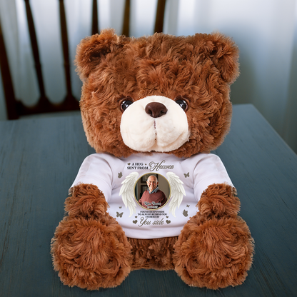 Personalized Memorial Teddy Bear with Angel Wings - "A Hug From Heaven" comforting plush.