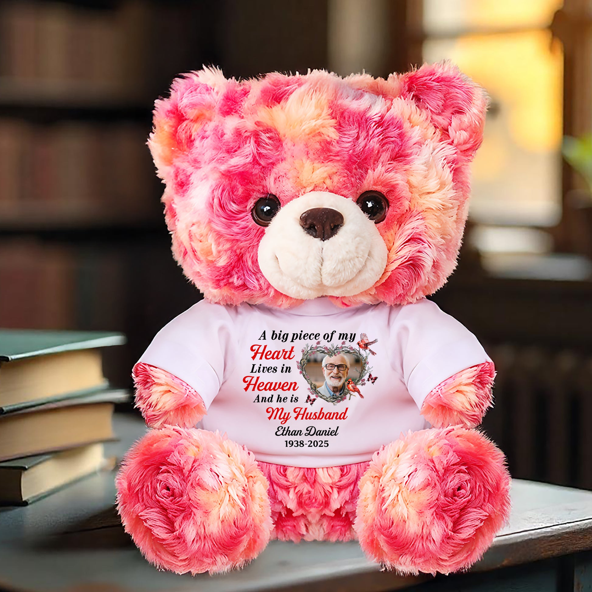 Personalized Memorial Teddy Bear - "A Piece of My Heart Lives in Heaven" custom plush.