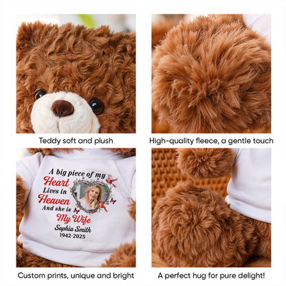 Personalized Memorial Teddy Bear - "A Piece of My Heart Lives in Heaven" custom plush.