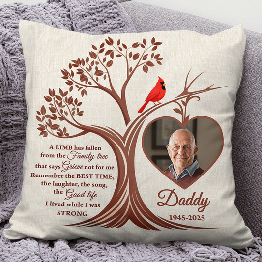 A Limb Has Fallen personalized memorial pillow, comforting remembrance gift.