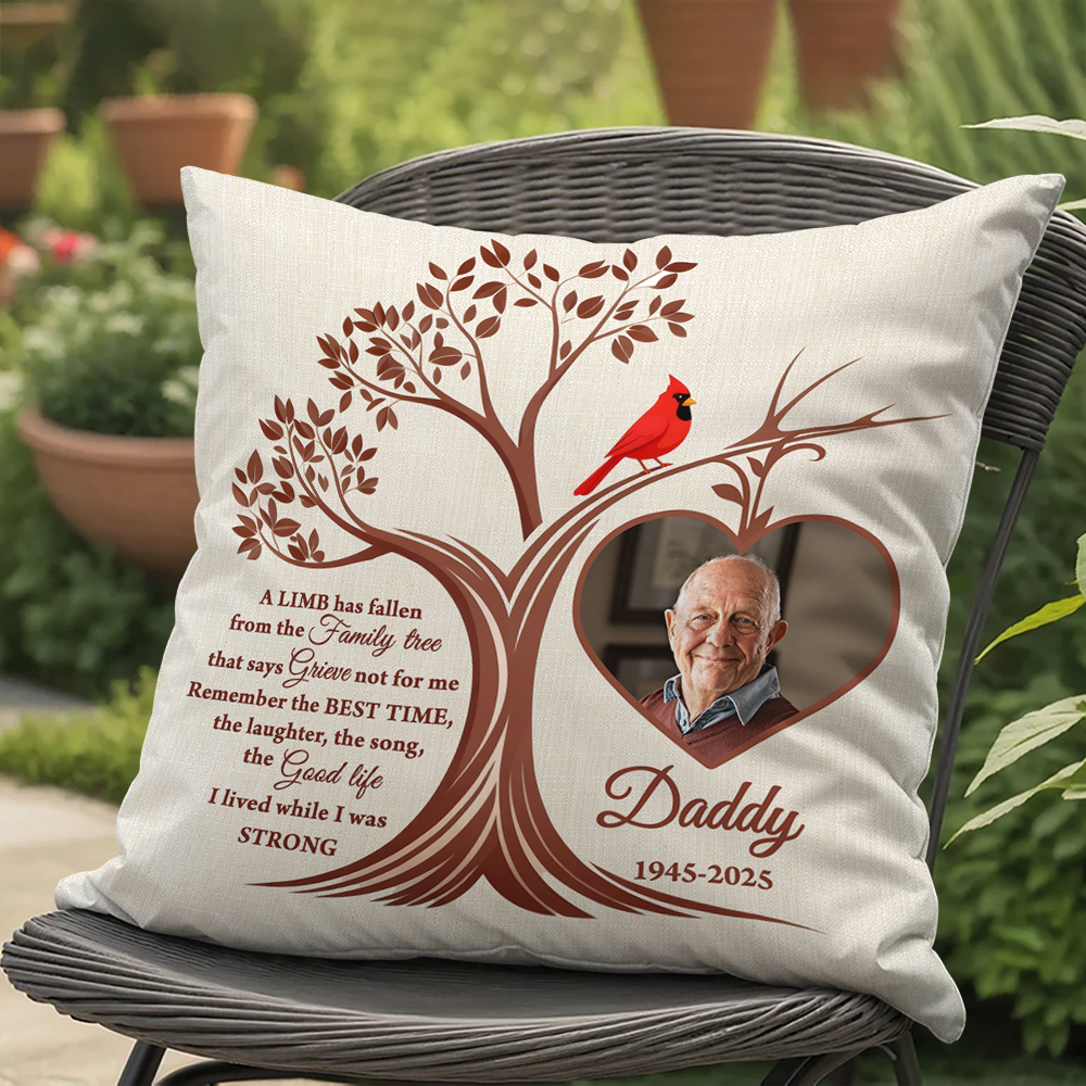 A Limb Has Fallen personalized memorial pillow, comforting remembrance gift.