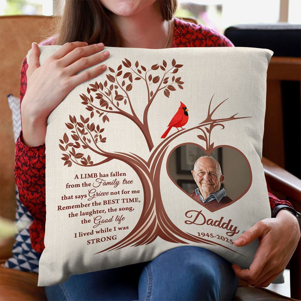 A Limb Has Fallen personalized memorial pillow, comforting remembrance gift.
