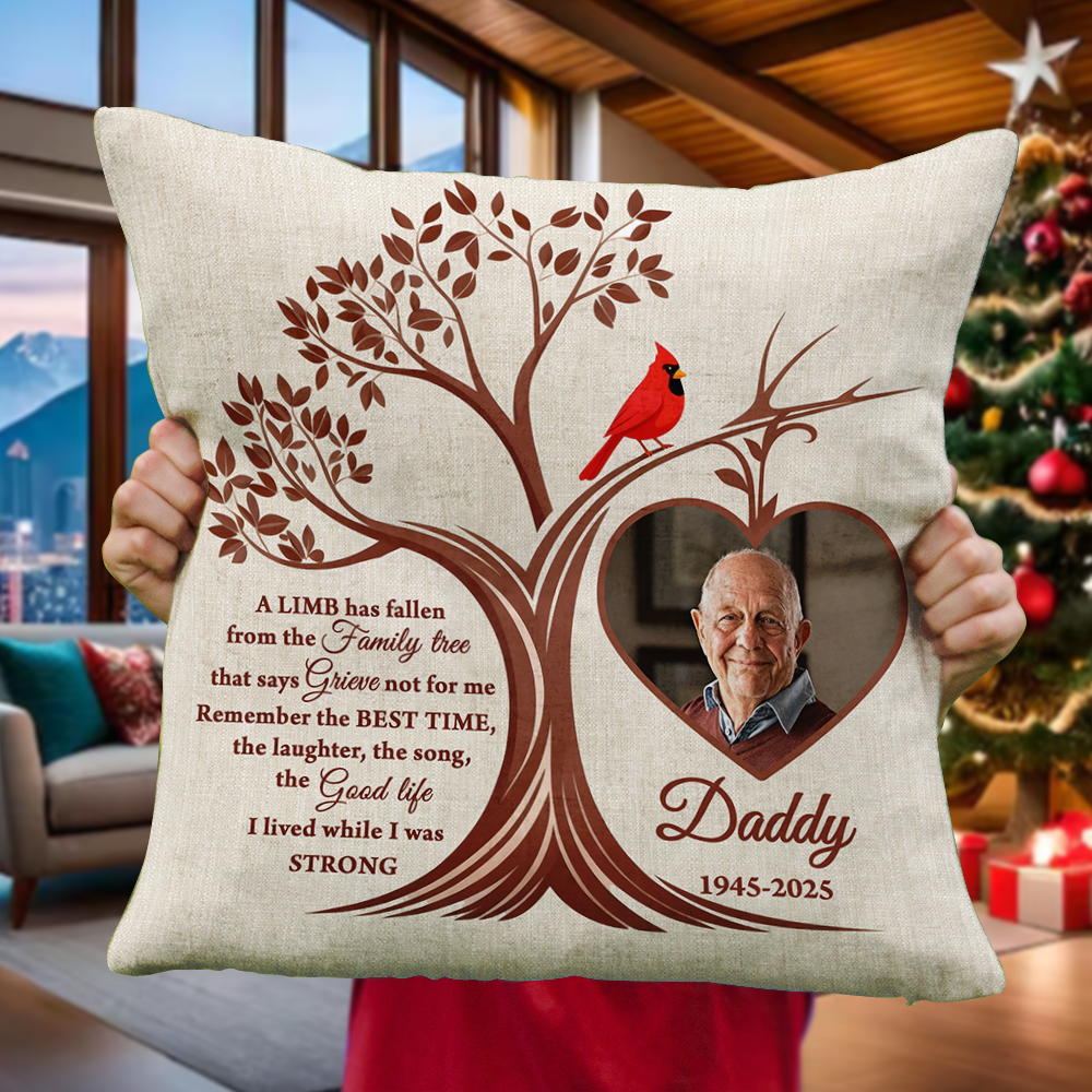 A Limb Has Fallen personalized memorial pillow, comforting remembrance gift.