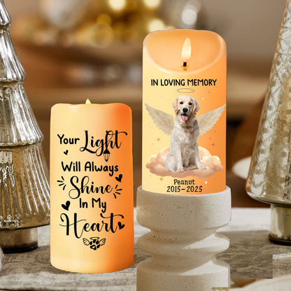 Custom Paw Personalized Photo LED Candle - A touching memorial with a pet photo.