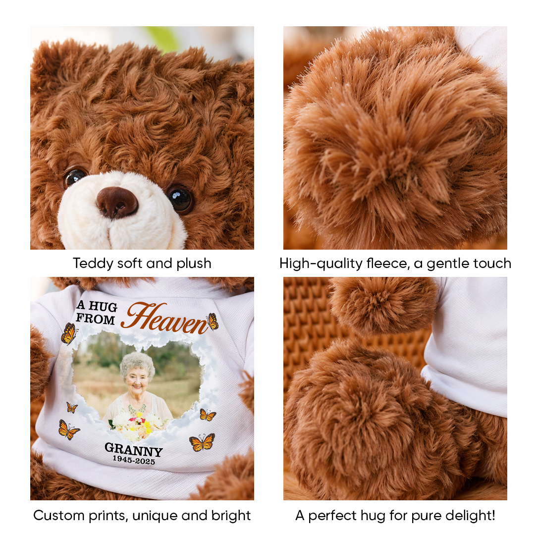 Personalized Memorial Teddy Bear - "A Piece of My Heart is in Heaven" plush.