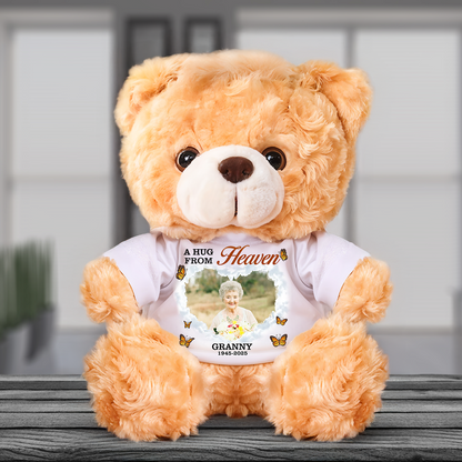 Personalized Memorial Teddy Bear - "A Piece of My Heart is in Heaven" plush.
