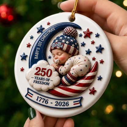 Baby's First Christmas Freedom - Real 3D Ceramic Ornament