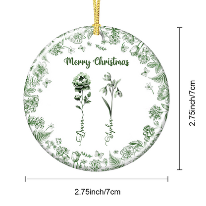 Merry Christmas Flower - Personalized Custom Ceramic Ornament