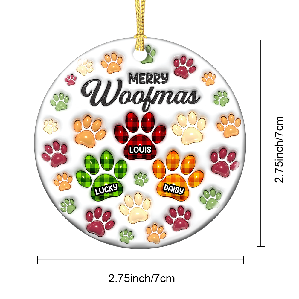 Merry Woofmas Dog Lover - Personalized Custom Circle Ceramic Ornament