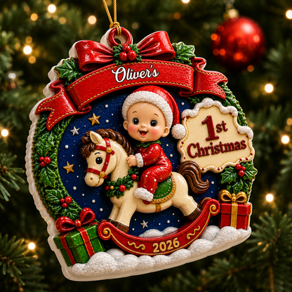 Our Little Miracle Family Christmas Names - Real 3D Relief Ornament 2