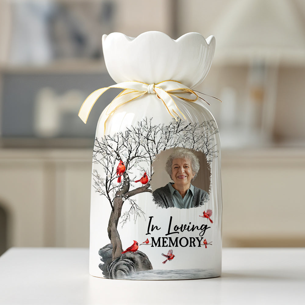 In Loving Memory - Personalized Custom Ribbon Tie Flower Vase