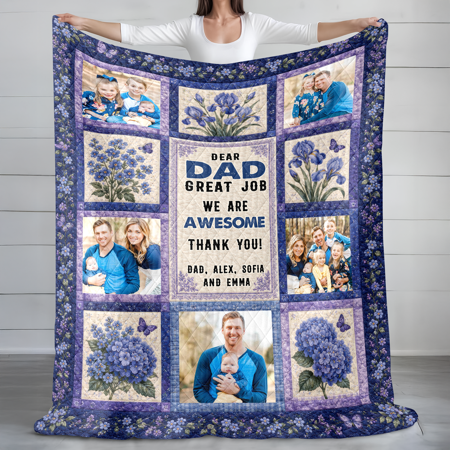 Dear Dad We Are Awesome - Personalized Custom Blanket - Quilt Blanket