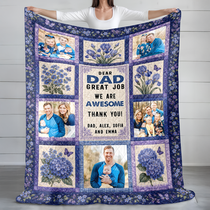Dear Dad We Are Awesome - Personalized Custom Blanket - Quilt Blanket