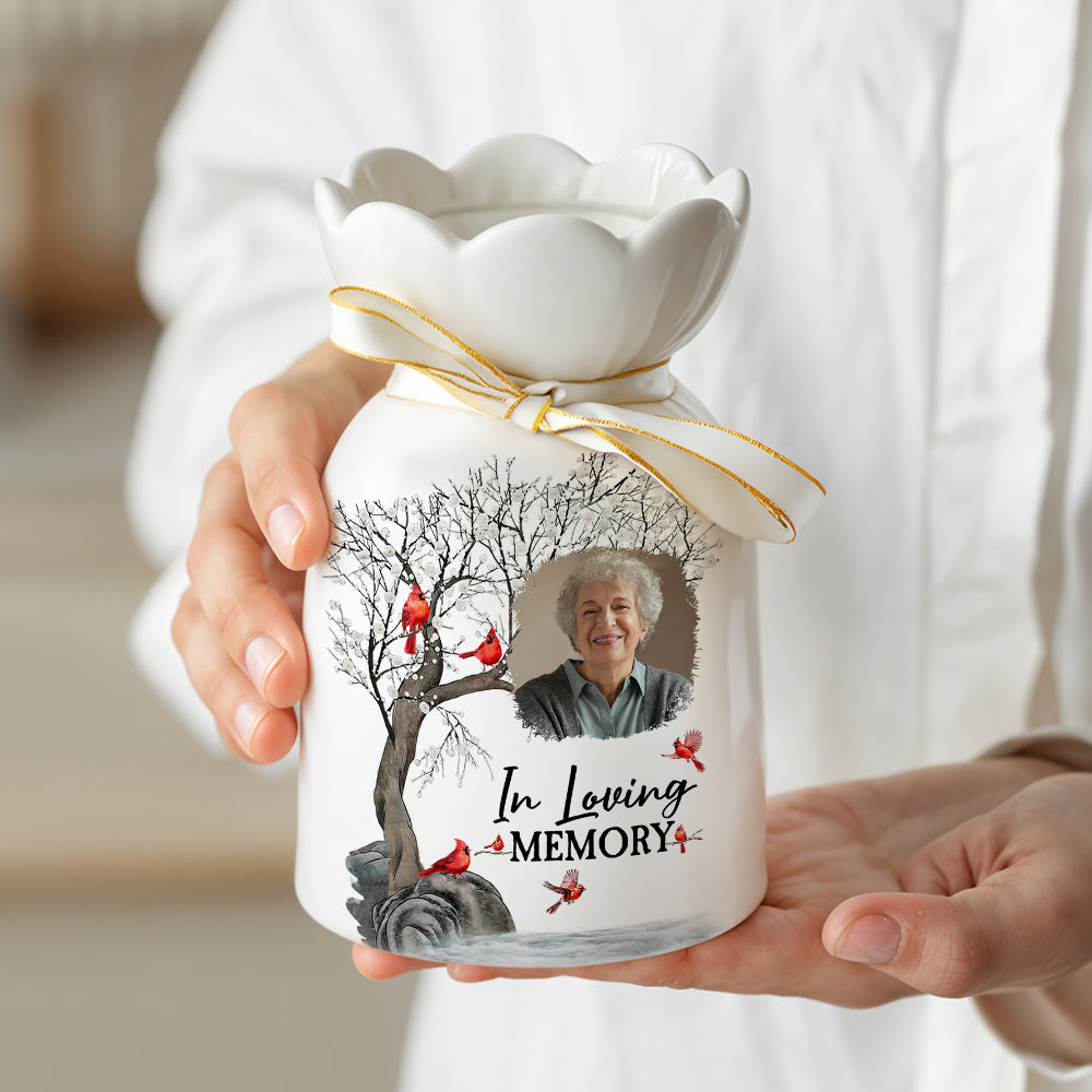 In Loving Memory - Personalized Custom Ribbon Tie Flower Vase