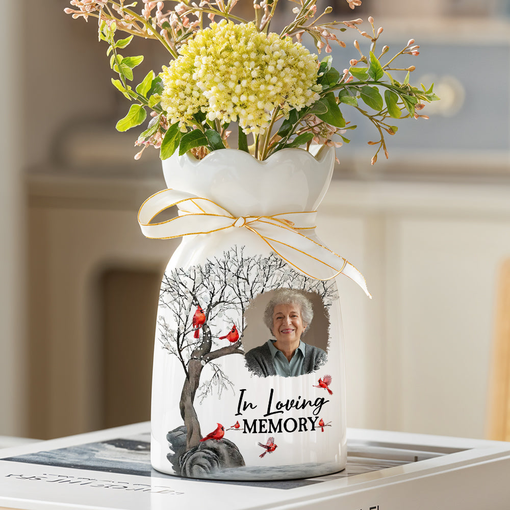 In Loving Memory - Personalized Custom Ribbon Tie Flower Vase