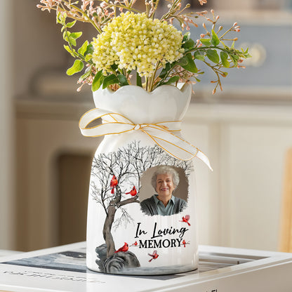 In Loving Memory - Personalized Custom Ribbon Tie Flower Vase