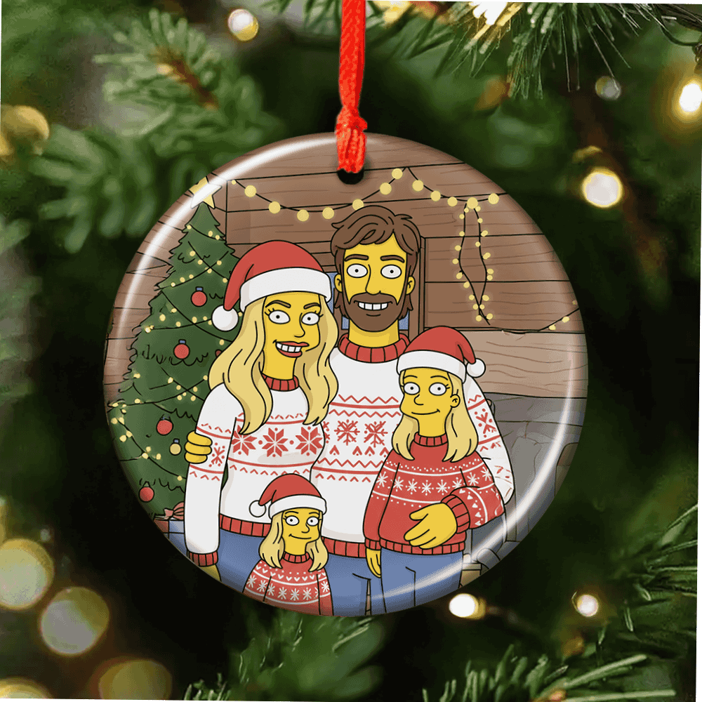 Funny Yellow Family - Custom Photo Lenticular Ornaments
