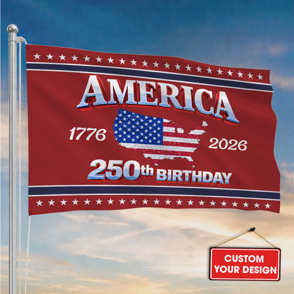 America 250 Birthday American Flag - Semiquincentennial Eagle Flag - Personalized House Flag