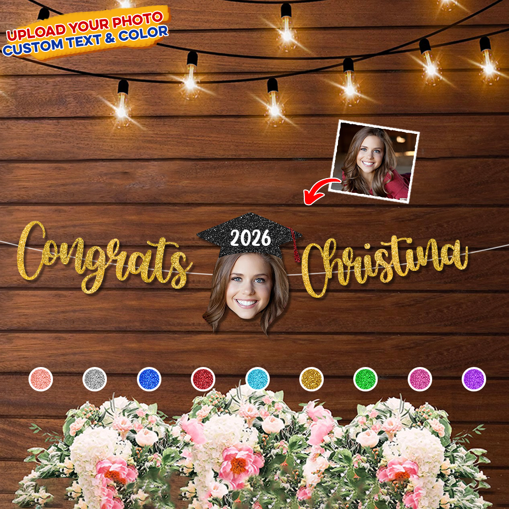 Congrats Graduation Custom Face Decor, Personalized Party Decorations