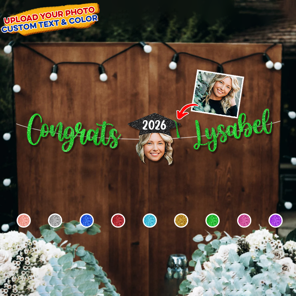 Congrats Graduation Custom Face Decor, Personalized Party Decorations