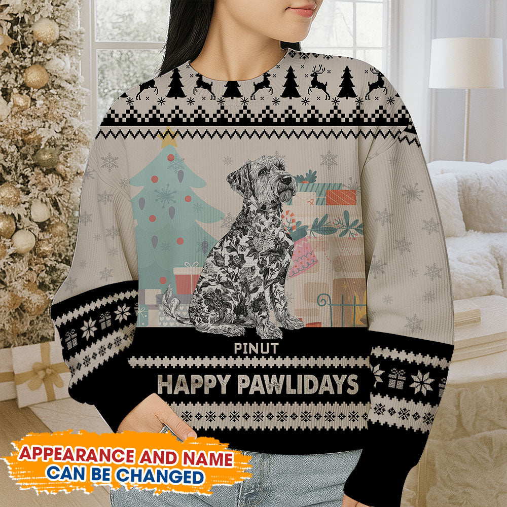 Happy Pawlidays Ugly Sweatshirt - Unisex Wool Jumper - Christmas Gift