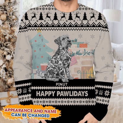 Happy Pawlidays Ugly Sweatshirt - Unisex Wool Jumper - Christmas Gift