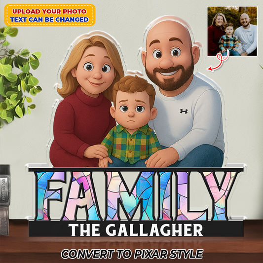 Our Family Name Colorful - Custom Figure Personalized Acrylic Block Plaque
