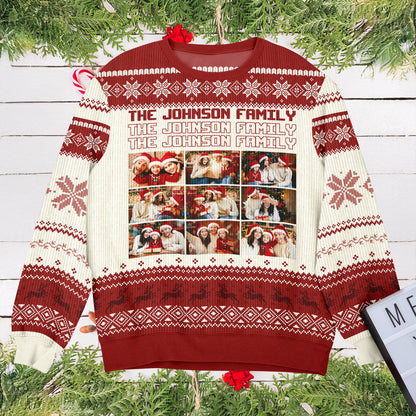 Custom "Ain't No Family Like The One I Got" unisex wool jumper with a personalized family photo.