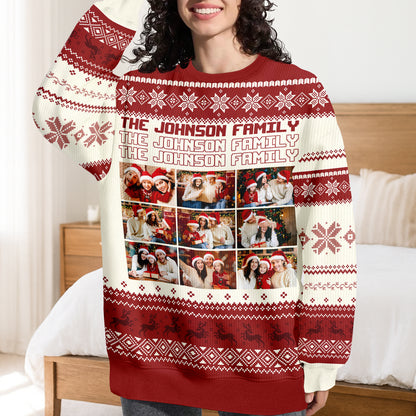 Custom "Ain't No Family Like The One I Got" unisex wool jumper with a personalized family photo.
