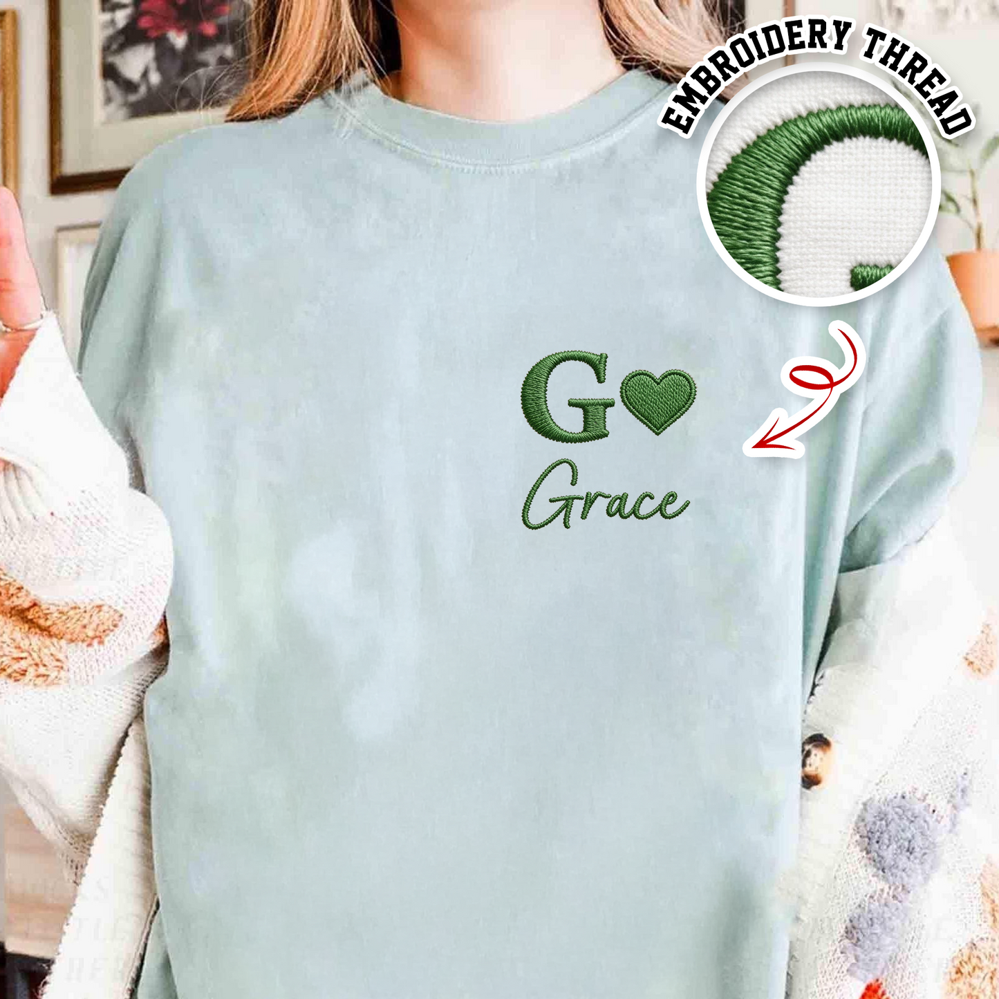 Alphabet Embroidered Pet Crewneck Sweatshirt - Custom dog or cat name apparel.