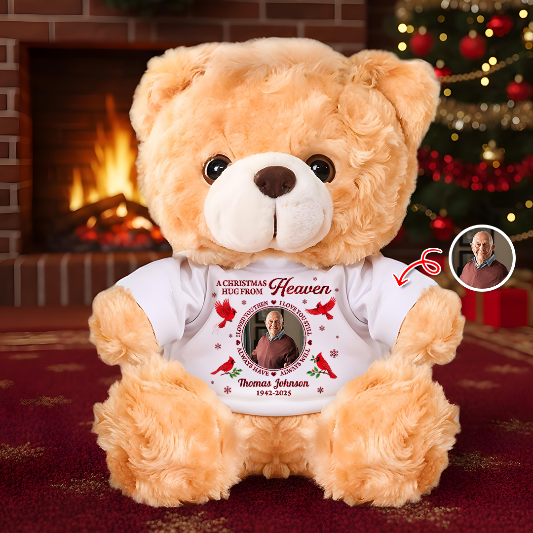 Personalized "Always Have, Always Will" memorial teddy bear plush.