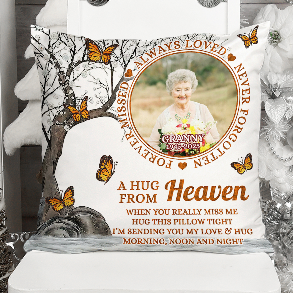 Personalized "Always Hug This Pillow" memorial pillow - a comforting sympathy gift.