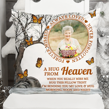 Personalized "Always Hug This Pillow" memorial pillow - a comforting sympathy gift.