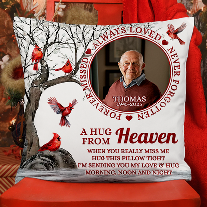 Personalized "Always Hug This Pillow" memorial pillow - a comforting sympathy gift.