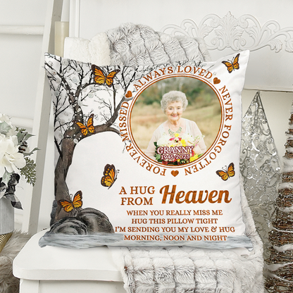 Personalized "Always Hug This Pillow" memorial pillow - a comforting sympathy gift.